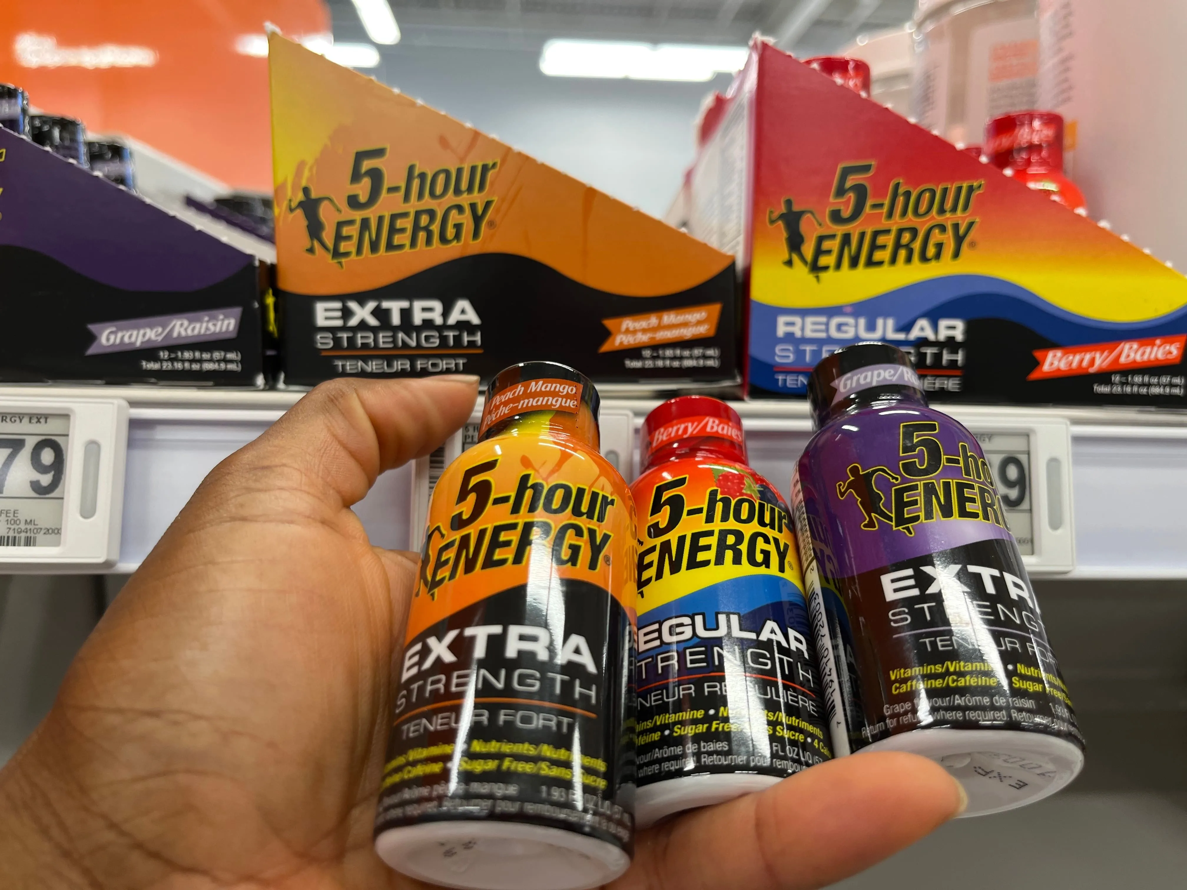 Energy shots display at the mall